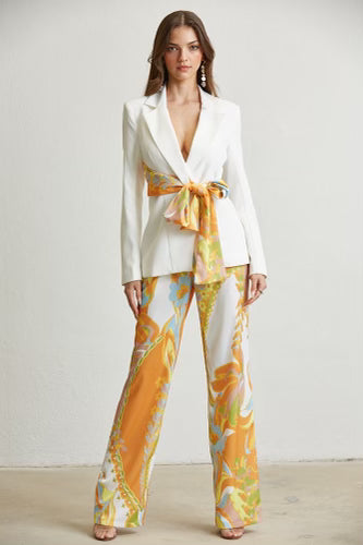 White Abstract Suit
