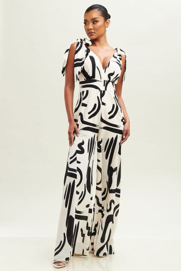 Abstract Ruffle Jumpsuit
