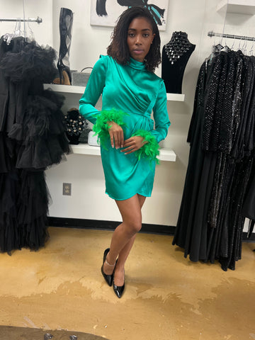 Green Attack Feather Dress